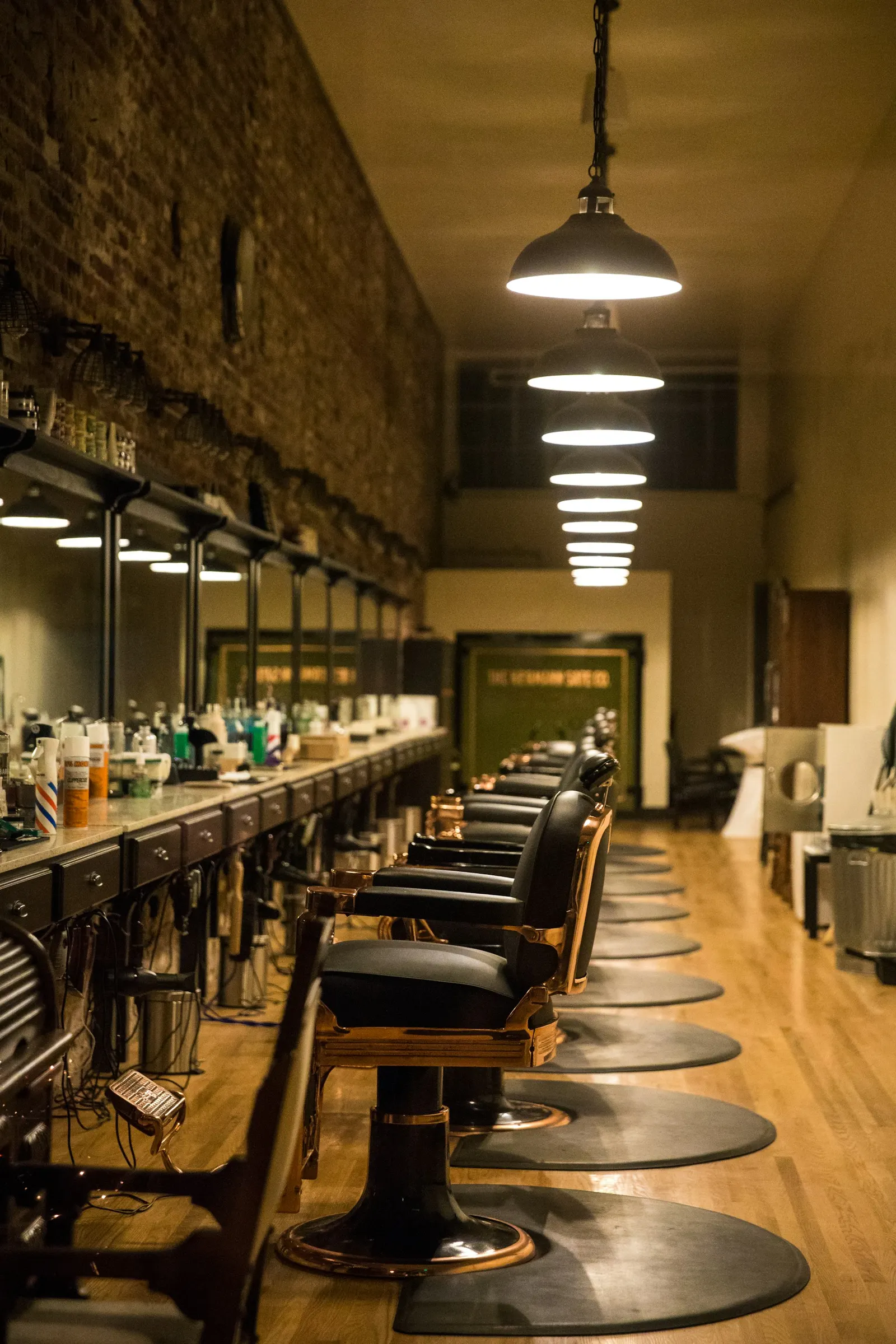 The espresso bar at Oriel, stretching toward the back room